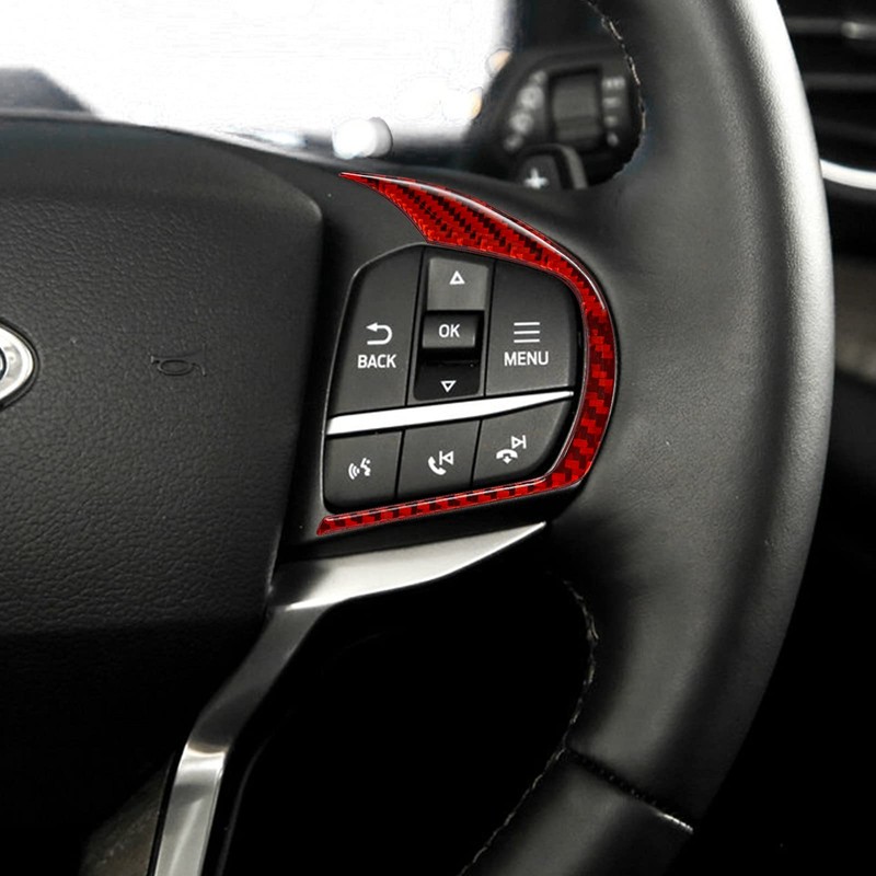 nuoozy Carbon Fiber Steering Wheel Button Frame Cover Trim Compatible
