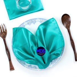 MDS Pack of 25 Wedding Satin 20" X 20" Heavy Duty Table Linen Napkin or Handkerchief Dinner Napkins for Wedding Banquet,Home Parties Decoration - Teal