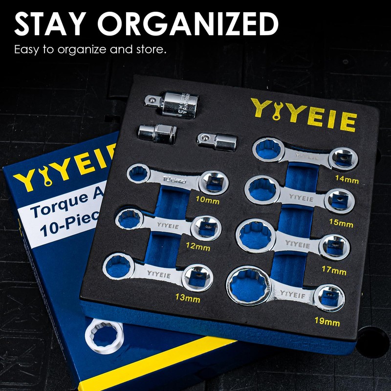 YIYEIE 10PCS Torque Adapter Set Metric, 10, 12, 13, 14,