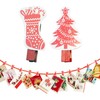 Christmas Card Holder 18 Novelty Pegs and Red Ribbon -