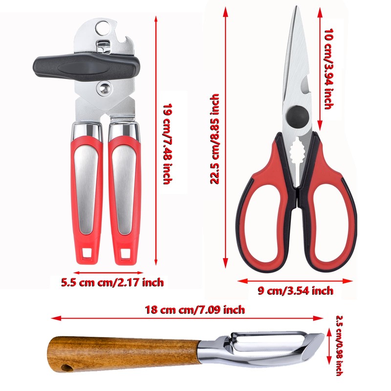 KYDIFS Left Handed Kitchen Scissors Shears and Can Opener, Peeler