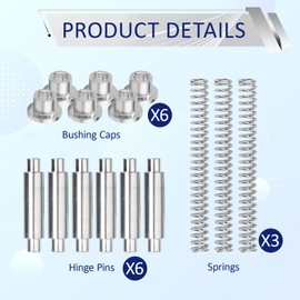 3 Pack K 5131 Aluminum Storm Door Hinge Pin Kit, 6 Pcs Hinge Pins, 6 Pcs Bushing Caps, 3 Pcs Springs, Screen Storm Door Hinge Pin Kit for Croft Storm Doors & Other Storm Door