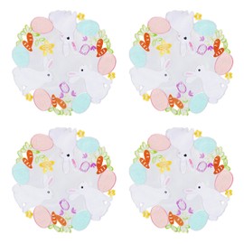 Easter Bunnys Placemats Set of 4, Cutwork Embroidered Floral and Bunnys Dresser Scarf Table Topper,Home Kitchen Dining Tabletop Decoration,Spring Color (Placemat 14" Set of 4, Easter Bunny-3)