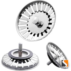 Stadux Stainless Steel Kitchen Sink Strainer Plug, Dual Function Basket Strainer and Plug | Sized for UK Sinks | Strainer waste Plug (Diameter:84mm)