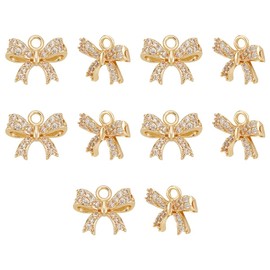 UNICRAFTALE 10Pcs Bowknot Charms Earring Charms Bowknot Pendants with Rhinestone Tiny Metal Bow Charms Dangle Pendants Necklace Charms Jewelry Charms for Bracelet Earrings Wedding