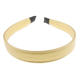 Womens Leather Look Vegan 2cm Stitched Edge Headband Winter Evening Wedding Party Birthday Bridal Christmas Birthday Bridesmaid Alice Band Hair Accessories Hairband (Gold, One Size)