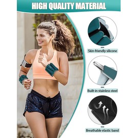 BECOJADDE Wrist Ankle Weights Adjustable Training Intensity for Strength Training Walking Running Yoga Pilates Jogging for Women Men Set of 2 (2lb Each), Pewter Deep Emerald