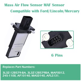 RICH Sensor de flujo de aire masivo Sensor MAF compatible con Ford Escape Expedition Explorer F150 F250 F350 Lincoln MKX MKZ Navigator Town Car Mercury Mariner Reemplazo para 3L3Z-12B579-BA MAF0012