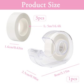 Bagentry 3 Rolls Double Sided Fashion Tape with Dispenser, Clear Body Tape for Skin, Clothing Tape to Keep Clothes in Place, Invisible Fabric Hem Tape for Dress Bra Women Girls (16.4 Ft)