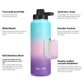 HydroPal Stainless Steel Drinking Bottle - 750 ml, 1 L, 1.2 L, BPA-Free, Suitable for Carbonated Drinks, Insulated Bottle with Straw & 2 Lids, Leak-Proof Insulated Bottle for Sports (Bubble, 1200 ml)