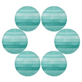 senya Teal Turquoise Green Wood Round Placemats Set of 6 for Dining Table Heat Insulation Non-Slip Washable Place mats