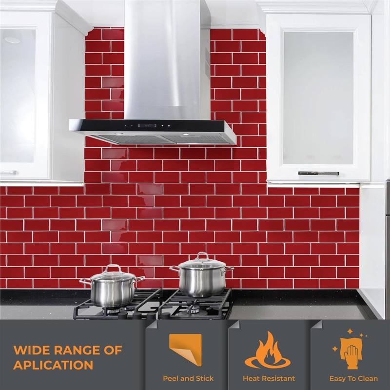 WALPLUS 3D Tile Stickers Peel and Stick Backsplash Splashback Decals