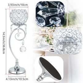 2ps K9 Crystal Candlestick, Candle Holder for Love Wedding/Party/Event Table Centerpiece with Shaped Like a Heart Would be Perfect Centerpiece with Wedding/Party and Great GIF（Silvery）