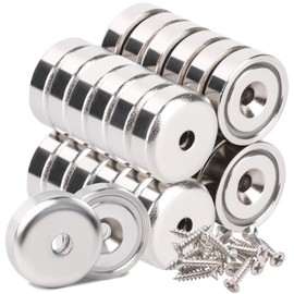 Aenienoe 26 Pack Neodymium Magnets Strong Magnet 20lb+ Pulling Force with Countersunk Hole and Screws Extra Strong Magnets Silver 16mm