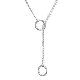 RWQIAN Adjustable Slip Chain Women's Heart/O-Ring/Lock Slip Chain Punk Gothic Cuban Necklace Silver/Gold/Black Jewellery Y Necklace 26-34 Inches, Stainless Steel