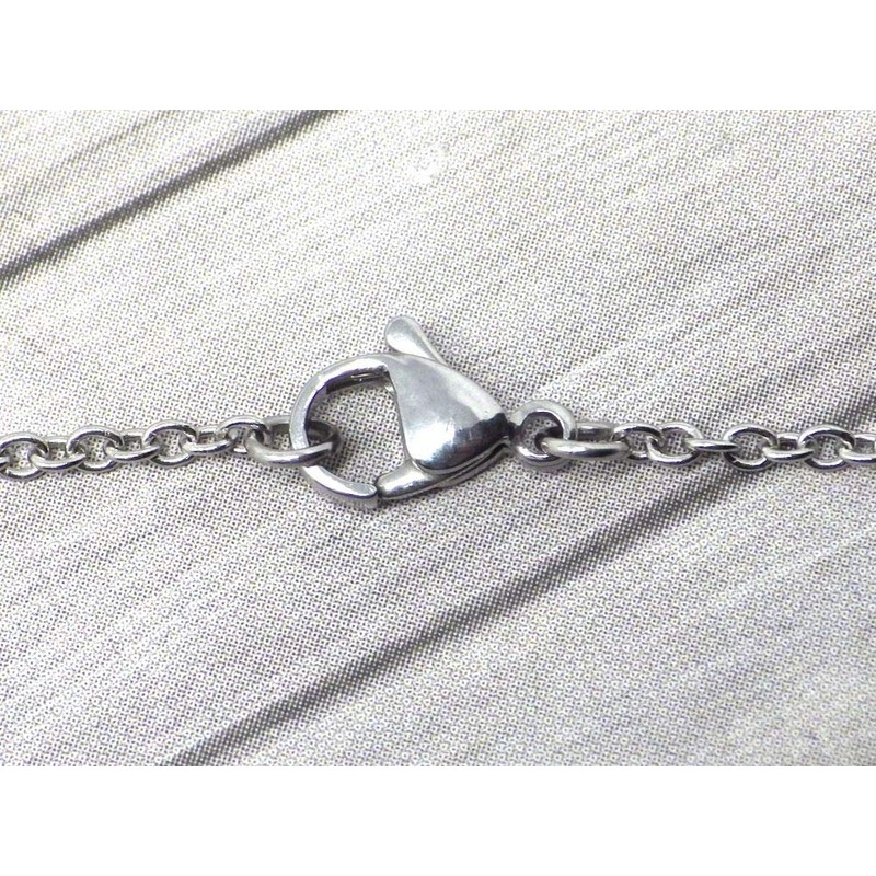 Women's choker necklace in stainless steel with rings and blue