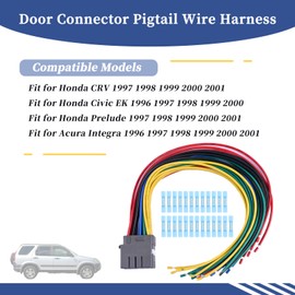 Getfarway Door Connector Pigtail Wire Harness Compatible with Honda CRV Civic EK Prelude Acura Integra 1996 1997 1998 1999 2000 2001 Front Driver or Passenger Side Plug Wiring