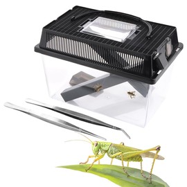 1 Pack Cricket Keeper Insect Keeper with 2 Pcs Dispenser Tubes and 2 Pcs Insect Stainless Steel Tweezers for Reptile Bearded Dragon Leopard Gecko Lizard Frog (Large)
