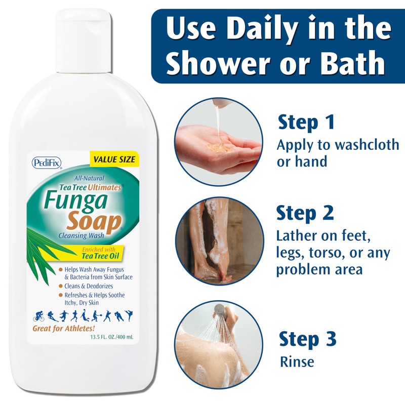 PediFix FungaSoap Tea Tree Cleansing Wash – Antifungal Body Wash