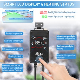 AQQA 1000W Aquarium Heater for 135-172 Gallon, Dual Quartz Submersible Fish Tank Heater with Digital Controller, 59-93°F Adjustable Temp, Dry Burn & Overheat Protection – for Freshwater & Saltwater