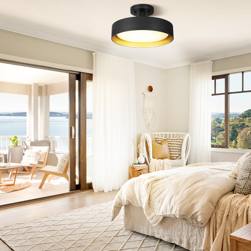 SunRider Industrial Semi Flush Mount LED Ceiling Light Fixture, 12