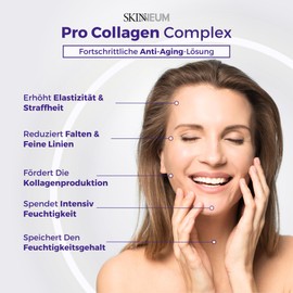 SKINNEUM Pro Collagen Complex (30 Sachets) High Dose Anti-Ageing Agent, 2500 mg Hydrolysed Collagen Type I Hyaluronic Acid Vitamin C, Genetically Engineered Free, Magnesium Stearate-Free, Healthy Skin