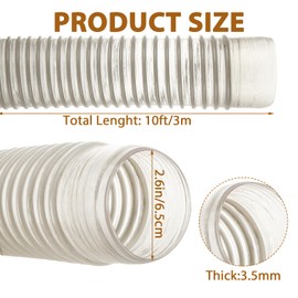 LOPYXBR 2 1/2 Dust Collection Hose Clear Pvc Shop Vac Hose 2 1/2 Inch Vacuum Hose Flexible Dust Collector Hose for Dust Collection Fittings (2.5 Inch x 10 Feet)