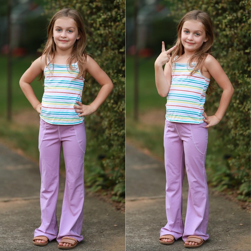 BIG ELEPHANT Girl's Flare Leggings with Pockets, Kids Bootcut Yoga