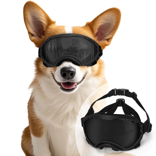Middle Dog Goggles UV Protection, Dog Sunglasses Transparent Lens, Windproof