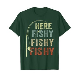 Funny Here-Fishy Men Women Boy Toddler Bass Step Dad Fishing T-Shirt