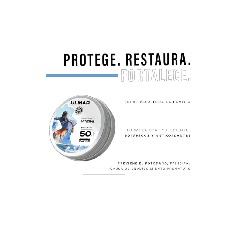 Ulmar Bálsamo Protector Solar Mineral FPS50 UVA + UVB Alta