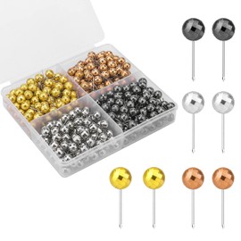 400pcs Map Tacks Push Pins, Stainless Steel Pearl Pushpins Irregular Ball Pushpins Decorative Push Pins Round Thumb Tacks for DIY Crafts Cork Board Wood Map Calendar Photo Office Supplies