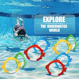 X8 Tauchringe Kinder – Tauchreifen in Fischform 12 cm – Buntes Tauchspielzeug für Kinder und Erwachsene – Sicheres Wasserspielzeug für Pool, Tauchertraining und lustige Wasserspiele