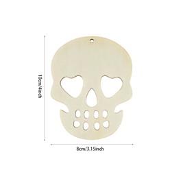 30 Pack 4 Inch Wood Skull Cutouts Unfinished Wood Skull Crafts Wooden Skull Hanging Ornaments DIY Skull Craft Gift Tags for Home Party Decoration Craft Project