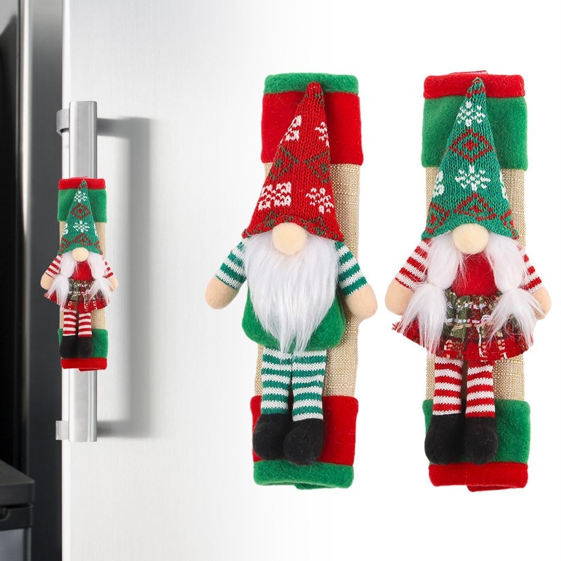 Gnome Refrigerator Door Handle Covers,2X Winter Oven Fridge Door Handles