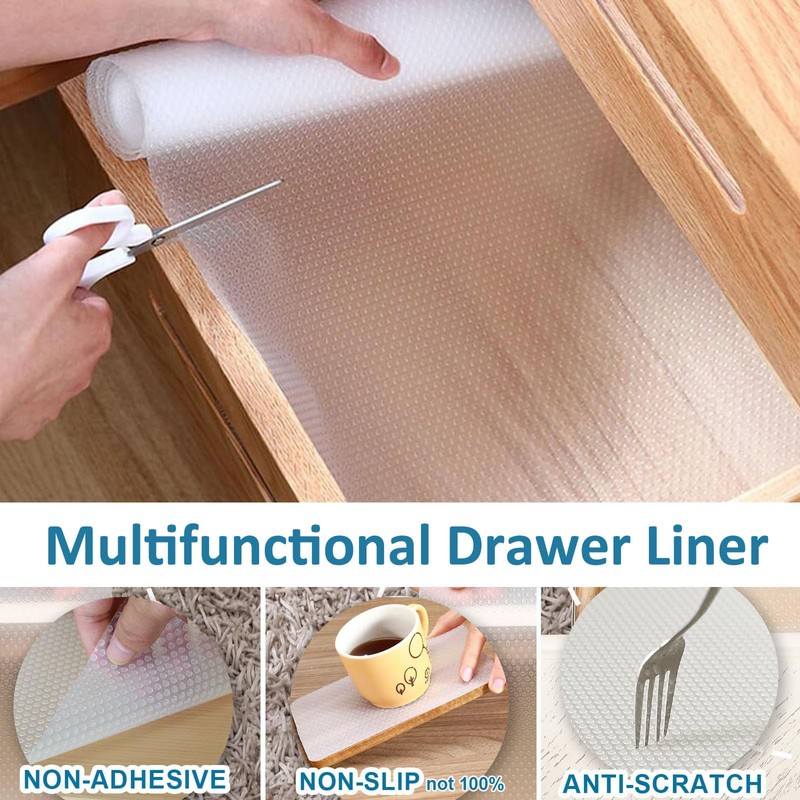 Non-Slip Drawer Liner, Shelf Liner 30cm x 300cm Roll, Anti-Moisture