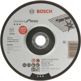 Bosch Professional 1x Standard for Inox Trennscheibe (für Edelstahl, Ø 180 x 1,6 x 22,23 mm, Gekröpft, Zubehör Winkelschleifer)