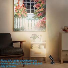 LED Spot Lights Up Lights Indoor Plug in 5W 6000K 13ft Cord Dimming Timing Wireless Controller Uplighting Floor Spotlight Uplights Indoor Accent Light Ambient Lights for Plants Pictures Artwork