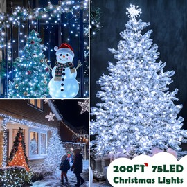 75FT Christmas Lights Indoor Outdoor Waterproof, 200 LED 8 Modes White Twinkling String Lights for Room Decorations, Ideal for Christmas Trees, Wedding, and Party