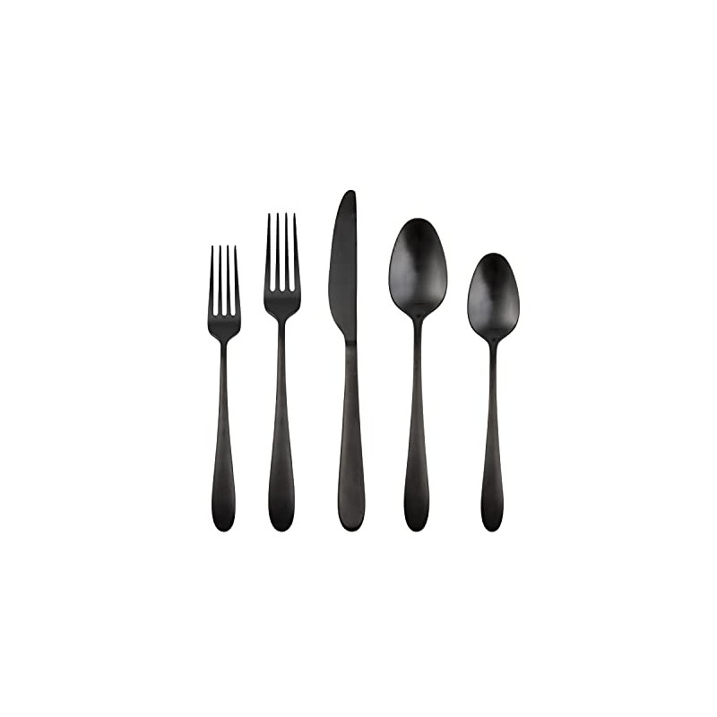 Cambridge Silversmiths Poet Black Satin 20-Piece Flatware Set, Service for