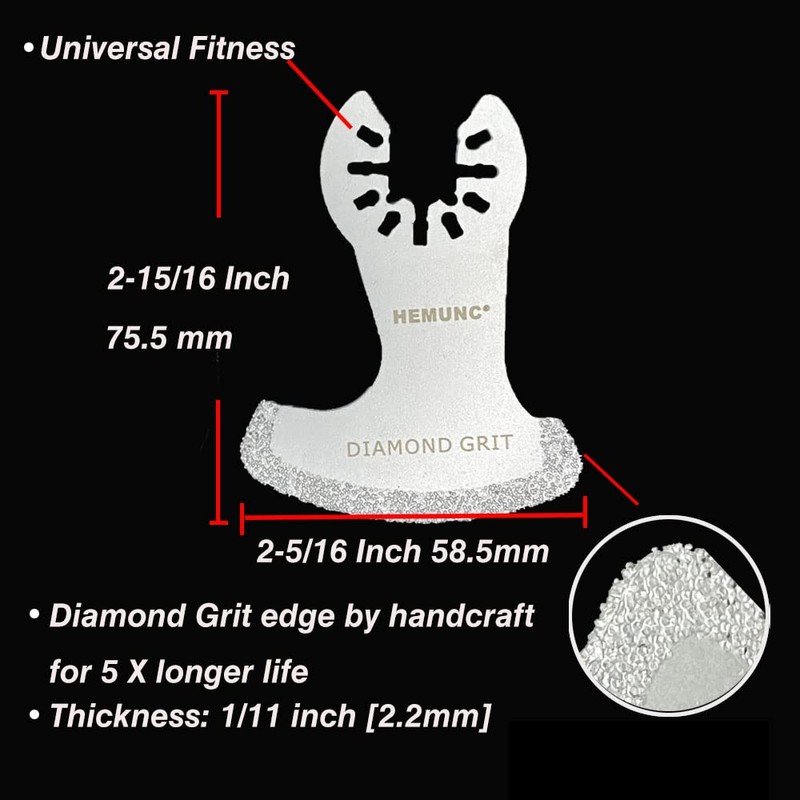 HEMUNC 10Pcs Diamond Oscillating Tool Blades, Multi Tool Mortar Cutting