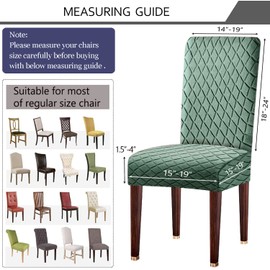 LANSHENG Chair Covers, Stretch Dining Chair Protector Slipcovers Jacquard, Elastic Removable Washable Chair Seat Cover for Dining Room Kitchen Banquet Restaurant Home (Bean Green, Set of 2)
