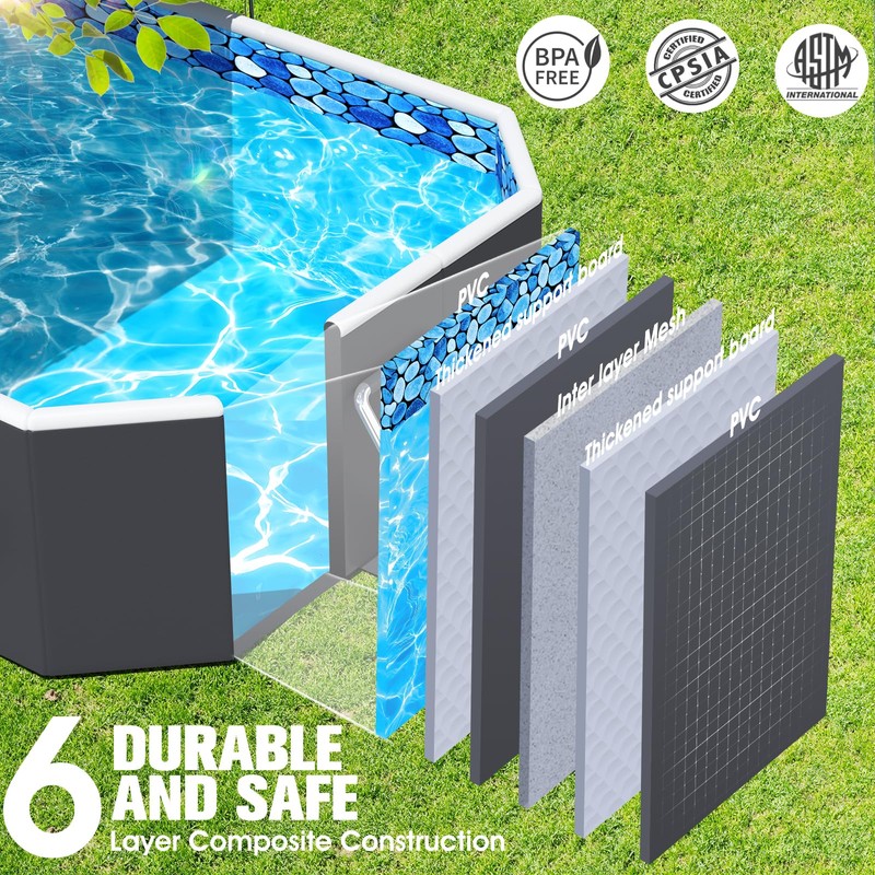 StarOcean Foldable Pool with Canopy,Non Inflatable Pool,Large Foldable Swimming Pool