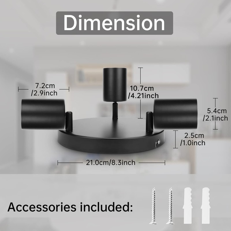 Dehobo Ceiling Spotlight Indoor in Matt Black - 3 Adjustable