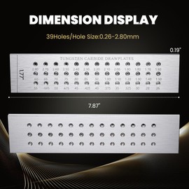 NEWTRY 0.26-2.80mm Wire Draw Plate 39 Holes Stainless Steel Drawing Plate for Jewelry Making