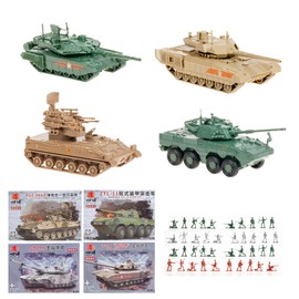 INGWETECH 1:72 Military Vehicle Model Set - ZTL-11 Assault Vehicle, PGZ-04A Anti-Aircraft Gun, T-90MS & T-14 Tank - DIY Assembly and Painting Kit with 40 Mini Soldier Figures for Collectors& Hobbyists