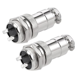 uxcell 2pcs Aviation Connector Plug 16mm 2P 7A 125V GX16-2 Waterproof Female/Male Wire Panel Power Chassis Metal Fittings Aviation Wire Connector Socket Silver Tone