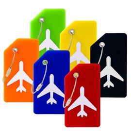 Mziart 6 Pack Silicone Luggage Tags for Suitcases Travel Bag Tags Bulk, Suitcase Tags with Privacy Name ID Card Quickly to Spot Baggage (Multicolor)