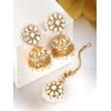 Aheli Kundan Pearl Jhumki Pendientes con Maang Tikka Indian Traditional