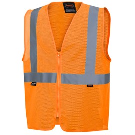 Pioneer Hi Vis Mesh Safety Vest - for Traffic & Public Workers - Cool & Lightweight - Class 2 - Reflective Tape - Orange